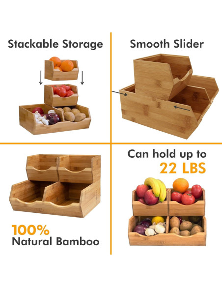 Cestas de Almacenamiento de Bambú HOMESTEAD - Set de 3 Piezas