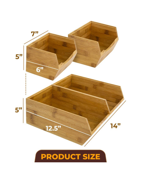 Cestas de Almacenamiento de Bambú HOMESTEAD - Set de 3 Piezas