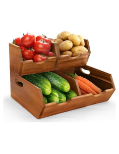 Cajas de Almacenamiento de Madera de Acacia EULXSUD 3 en 1