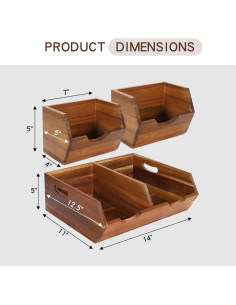 Cajas de Almacenamiento de Madera de Acacia EULXSUD 3 en 1 2