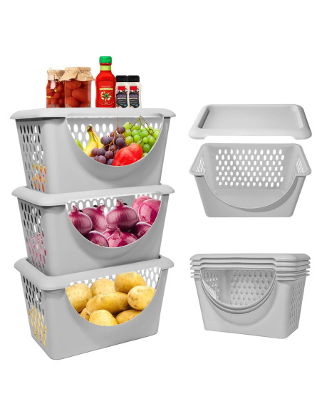 Set de 3 Contenedores de Almacenamiento Leilifre 5.2L para Cebollas y Papas Set de 3 Contenedores de Almacenamiento Leilifre 5.2L para Cebollas y Papas