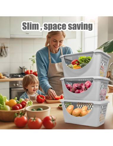 Set de 3 Contenedores de Almacenamiento Leilifre 5.2L para Cebollas y Papas