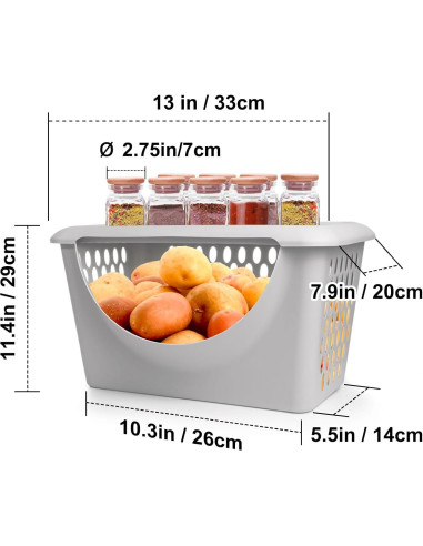 Set de 3 Contenedores de Almacenamiento Leilifre 5.2L para Cebollas y Papas