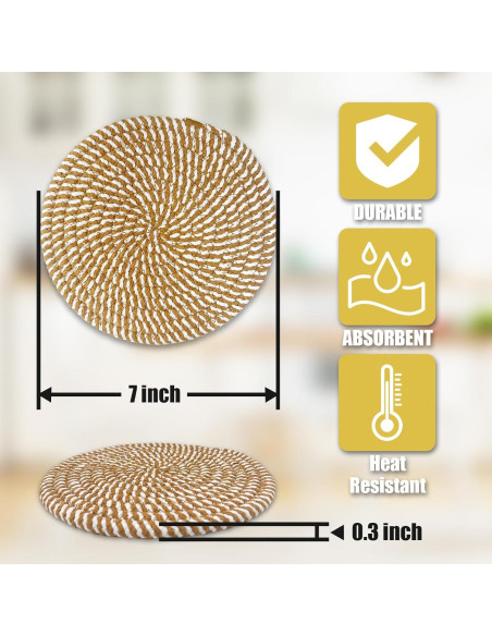 Trivetes para Platos Calientes Washsh 17.8 cm Algodón 4 Pcs