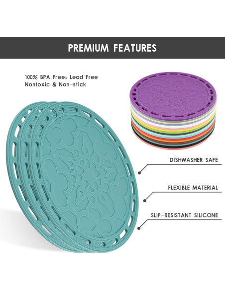 Juego de 3 Mats de Silicona Smithcraft 20cm Verde Azulado