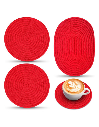3 Almohadillas Rojas NADOBA para Platos Calientes - 30.5 cm