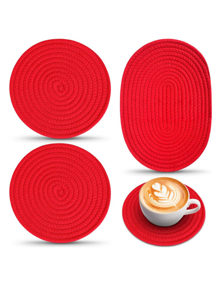3 Almohadillas Rojas NADOBA para Platos Calientes - 30.5 cm