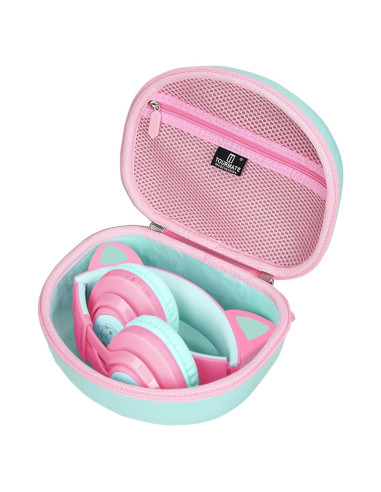 Funda dura Tourmate para auriculares Riwbox CT-7S - Rosa y Verde