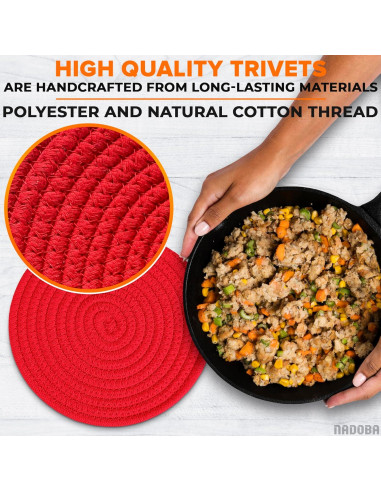 3 Almohadillas Rojas NADOBA para Platos Calientes - 30.5 cm