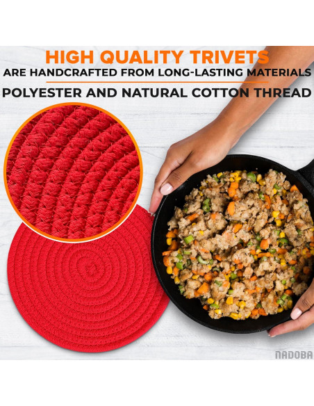 3 Almohadillas Rojas NADOBA para Platos Calientes - 30.5 cm