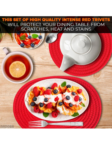 3 Almohadillas Rojas NADOBA para Platos Calientes - 30.5 cm
