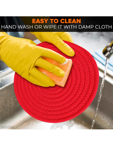 3 Almohadillas Rojas NADOBA para Platos Calientes - 30.5 cm