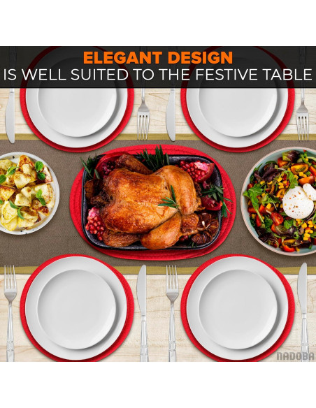 3 Almohadillas Rojas NADOBA para Platos Calientes - 30.5 cm