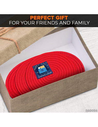 3 Almohadillas Rojas NADOBA para Platos Calientes - 30.5 cm