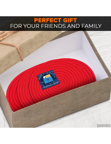 3 Almohadillas Rojas NADOBA para Platos Calientes - 30.5 cm