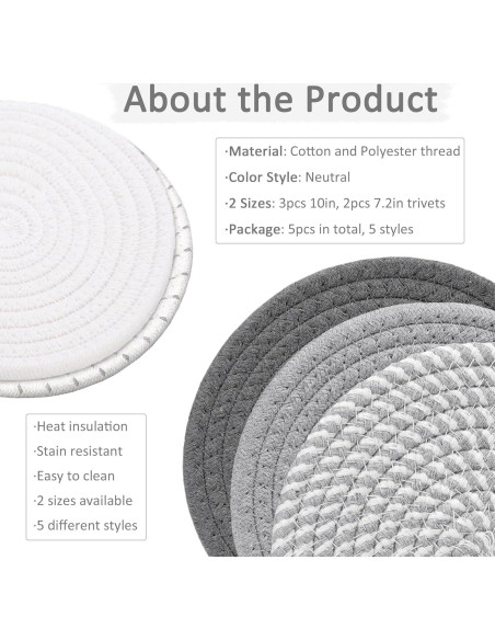 Juego de 5 manteles individuales ATREFUU 25.4cm y 18.3cm