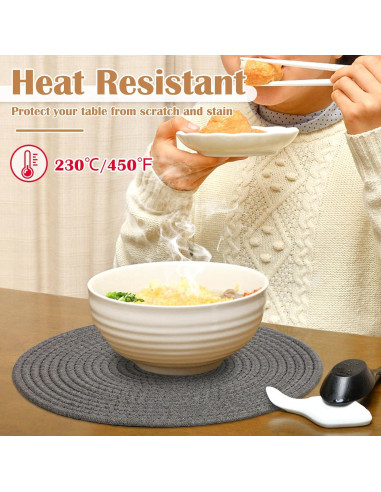 Juego de 6 Manteles Individuales Redondos Billbotk Algodón 33 cm