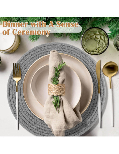 Juego de 6 Manteles Individuales Redondos Billbotk Algodón 33 cm