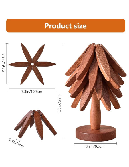 Juego de Trivetes de Madera de Nogal en Forma de Árbol - 5 Piezas