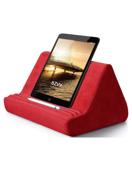 Soporte de Tableta BZVV Rojo con Almohada Ajustable 3 Ángulos
