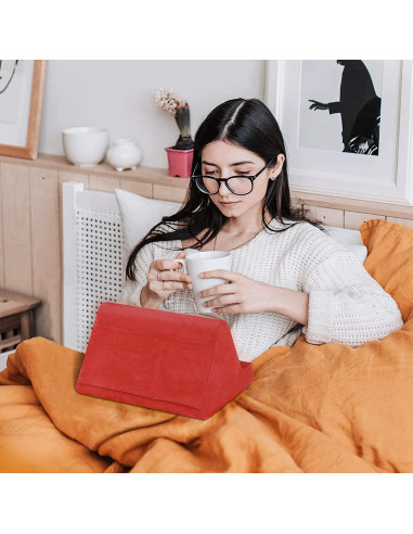 Soporte de Tableta BZVV Rojo con Almohada Ajustable 3 Ángulos