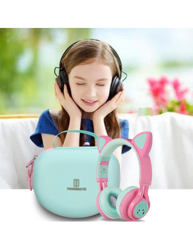 Funda dura Tourmate para auriculares Riwbox CT-7S - Rosa y Verde