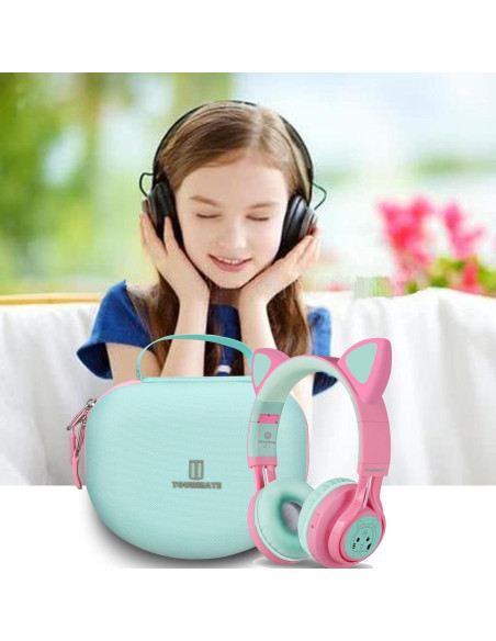 Funda dura Tourmate para auriculares Riwbox CT-7S - Rosa y Verde