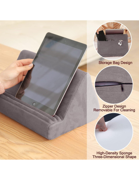 Soporte de Almohada para Tableta Sel Natural Ajustable Gris