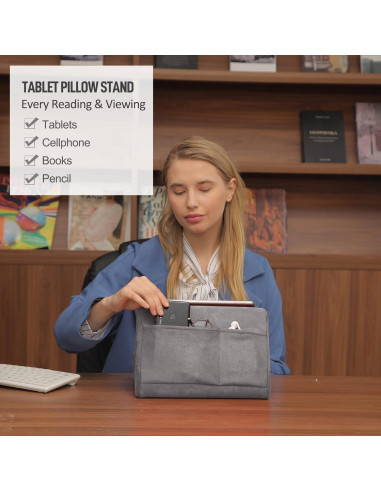 Soporte de Almohada para Tableta Sel Natural Ajustable Gris