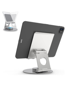 Soporte Giratorio para Tabletas KABCON Aluminio 360 Plata