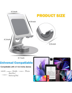 Soporte Giratorio para Tabletas KABCON Aluminio 360 Plata 2