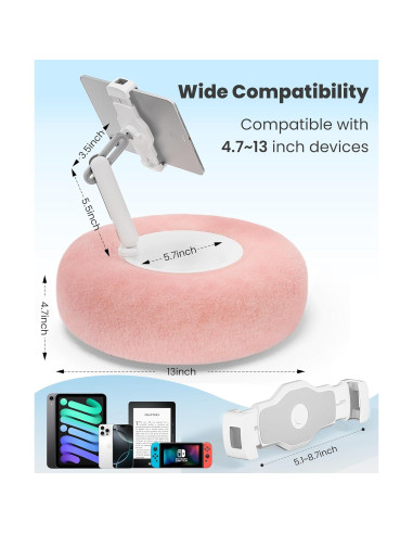 Soporte de Almohada para Tablet VoltifyMax 360 Ajustable Rosa