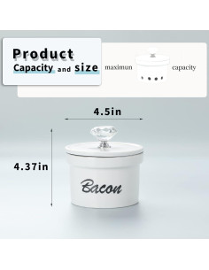 Contenedor de Grasa de Tocino HAOTOP con Tapa de Cristal 354 ml 2