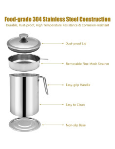Contenedor de Grasa de Tocino Zalaxt 2.1L Acero Inoxidable 2