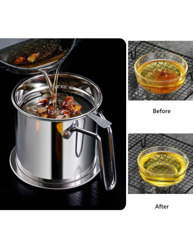 Contenedor de Grasa de Tocino Zalaxt 2.1L Acero Inoxidable