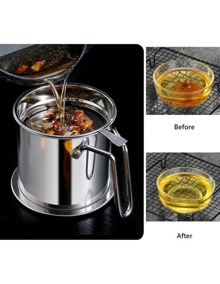 Contenedor de Grasa de Tocino Zalaxt 2.1L Acero Inoxidable