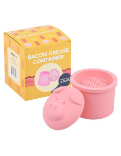Contenedor de Grasa en Forma de Cerdo Impresa 2 Tazas Silicona