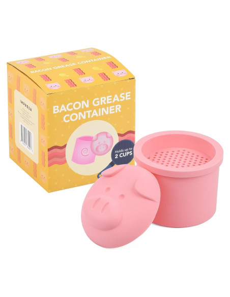 Contenedor de Grasa en Forma de Cerdo Impresa 2 Tazas Silicona