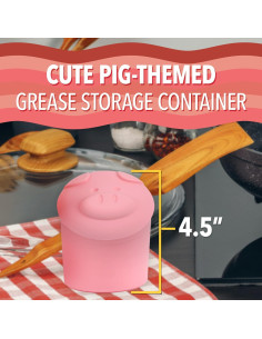 Contenedor de Grasa en Forma de Cerdo Impresa 2 Tazas Silicona 2