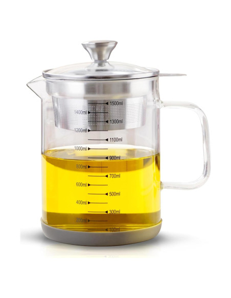 Contenedor de aceite de vidrio 1.5L Abdodar con colador acero
