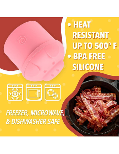 Contenedor de Grasa en Forma de Cerdo Impresa 2 Tazas Silicona