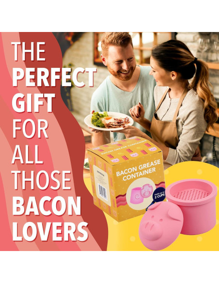 Contenedor de Grasa en Forma de Cerdo Impresa 2 Tazas Silicona