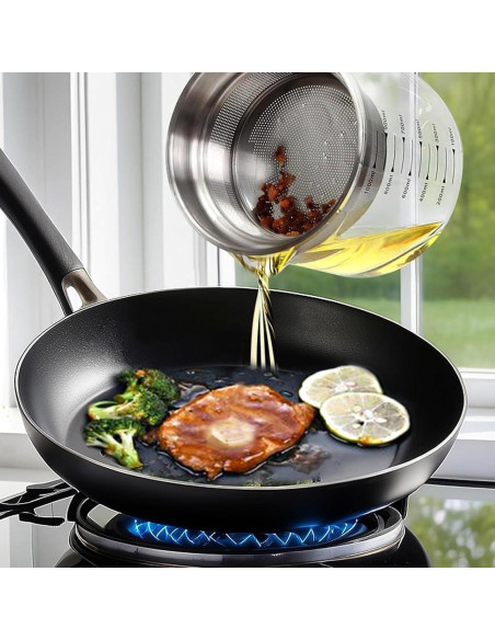 Contenedor de aceite de vidrio 1.5L Abdodar con colador acero