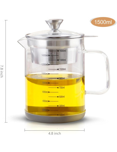 Contenedor de aceite de vidrio 1.5L Abdodar con colador acero