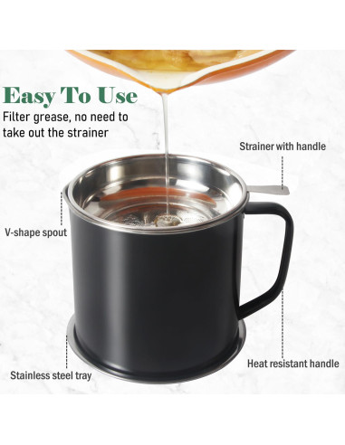 Contenedor de Grasa de Tocino BeVerxia 1.3L Acero Inoxidable