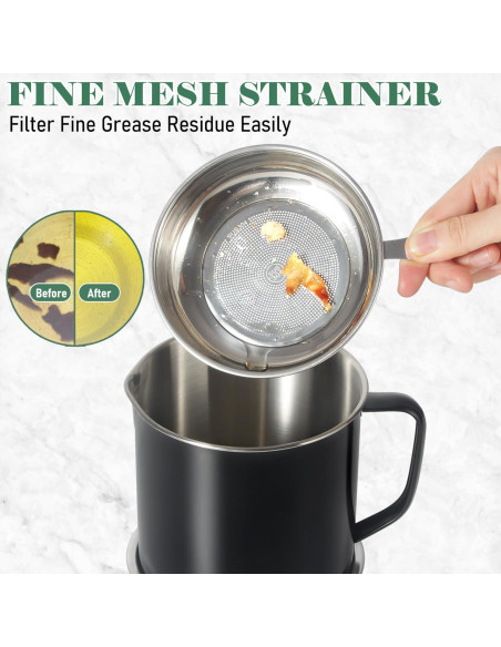 Contenedor de Grasa de Tocino BeVerxia 1.3L Acero Inoxidable