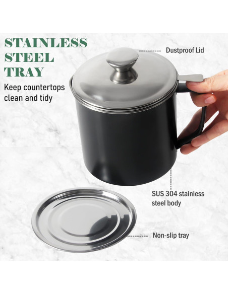 Contenedor de Grasa de Tocino BeVerxia 1.3L Acero Inoxidable