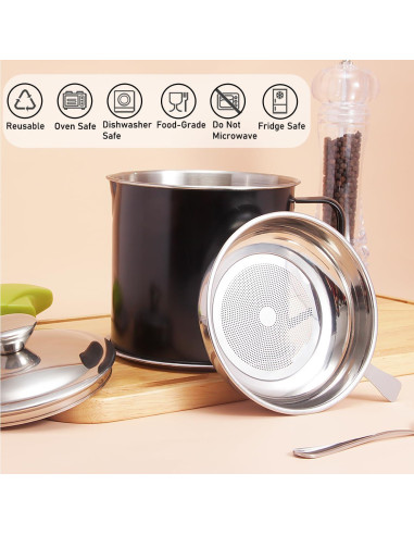 Contenedor de Grasa de Tocino BeVerxia 1.3L Acero Inoxidable