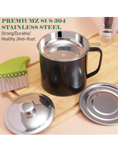 Contenedor de Grasa de Tocino BeVerxia 1.3L Acero Inoxidable