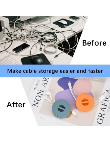9 Organizadores de Cables Redondos FHUIEWRY - 3 Colores